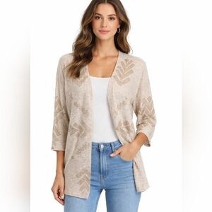 Ariat Sunday Morning Open Front Cardigan, Tan, Lightweight Sweater M